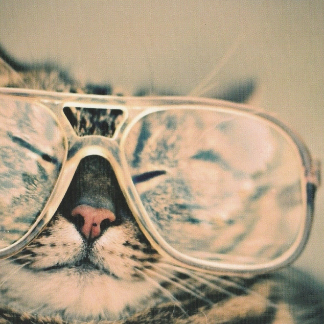 Ansichtkaart kat met bril